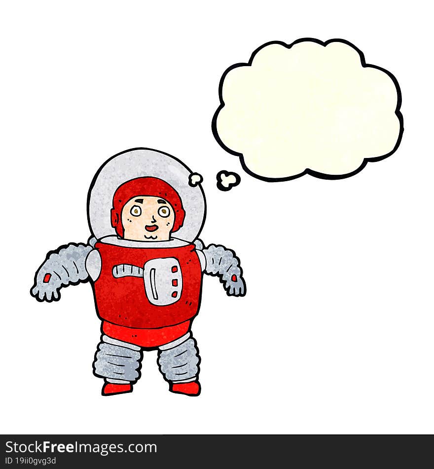 Cartoon Space Man With Thought Bubble