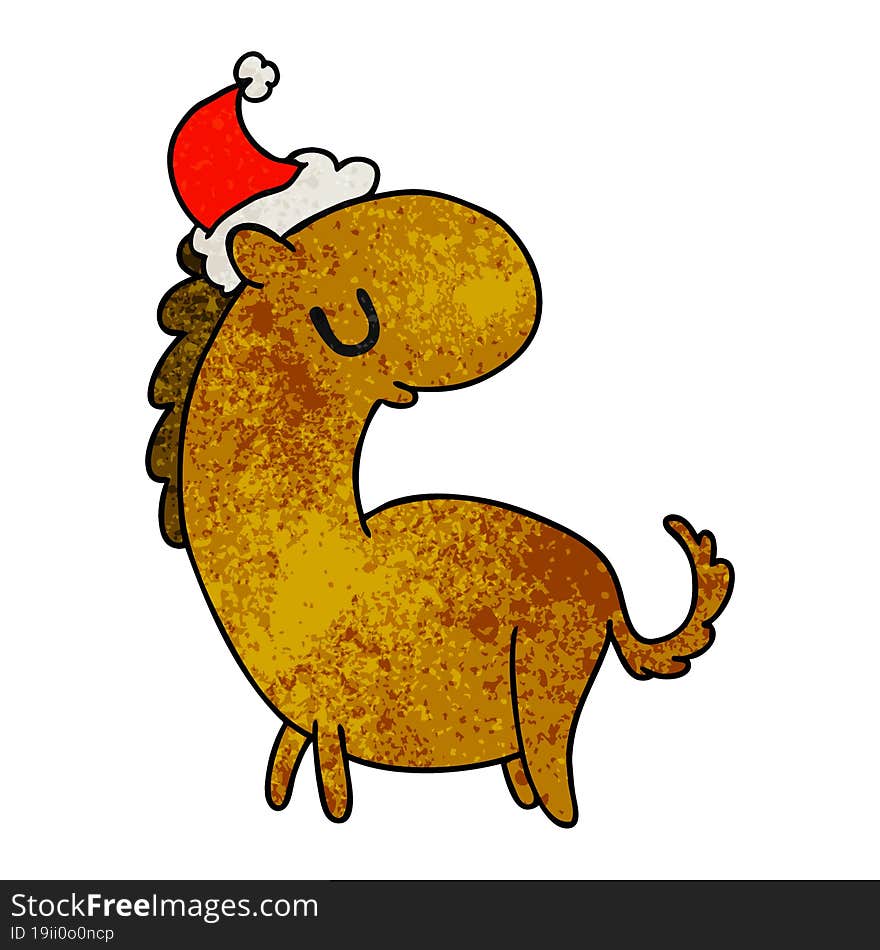 christmas textured cartoon of kawaii horse