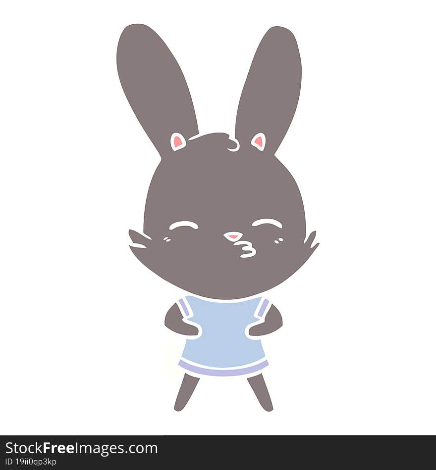 Curious Bunny Flat Color Style Cartoon