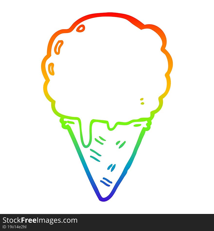 rainbow gradient line drawing cartoon ice cream