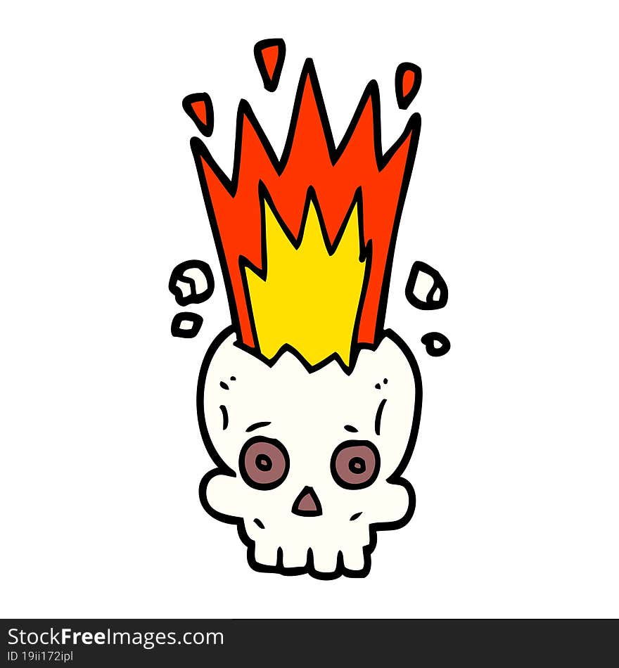 cartoon doodle exploding skull