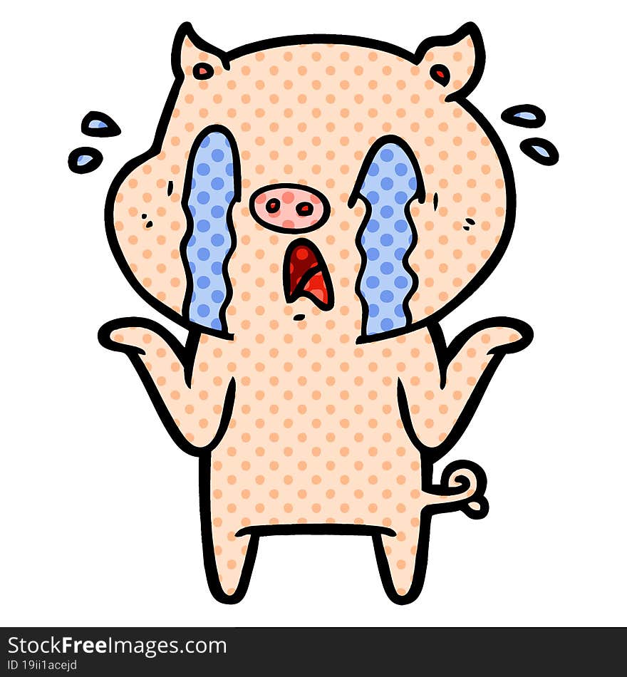 crying pig cartoon. crying pig cartoon