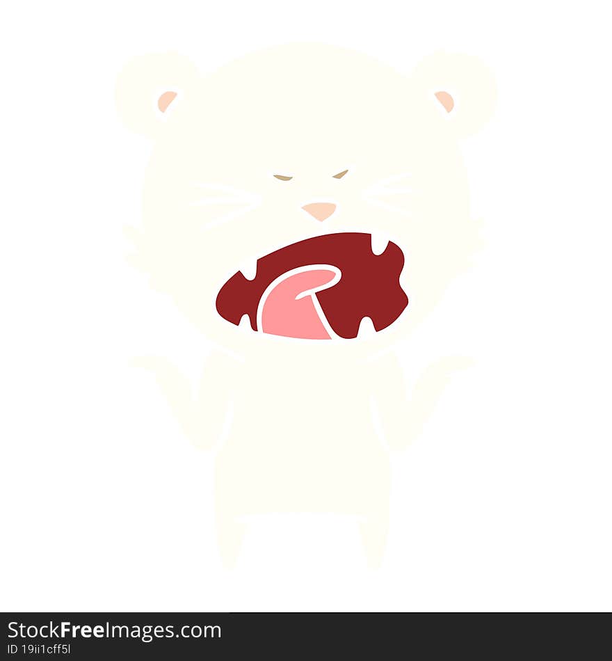 angry flat color style cartoon polar bear