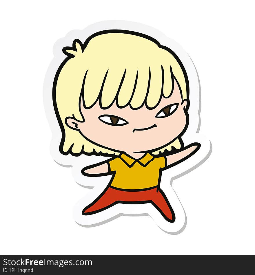 sticker of a cartoon woman