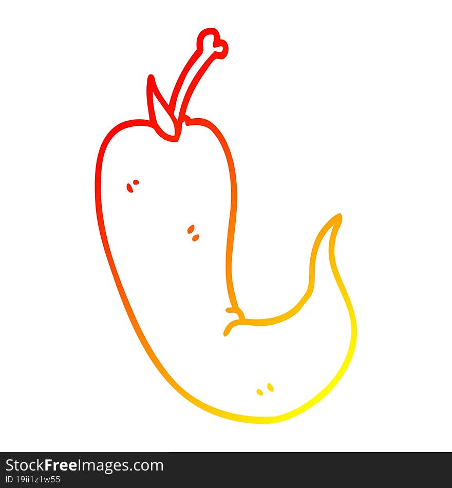 warm gradient line drawing cartoon red hot chilli pepper