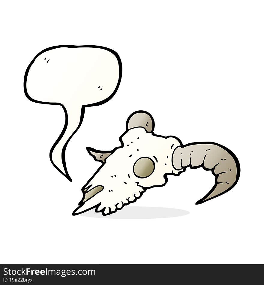 Cartoon Ram Skull With Speech Bubble