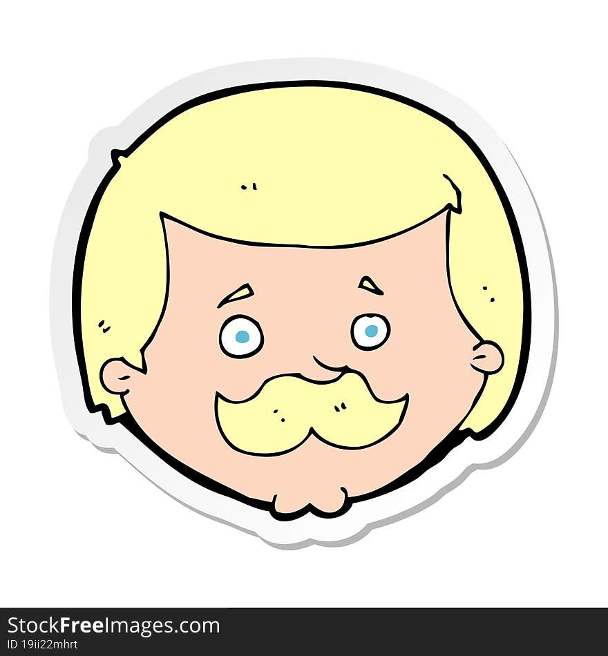 Sticker Of A Cartoon Man With Mustache