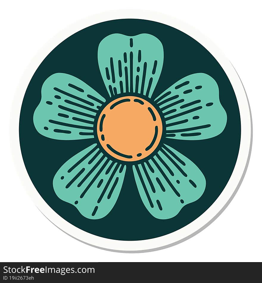 Tattoo Style Sticker Of A Flower