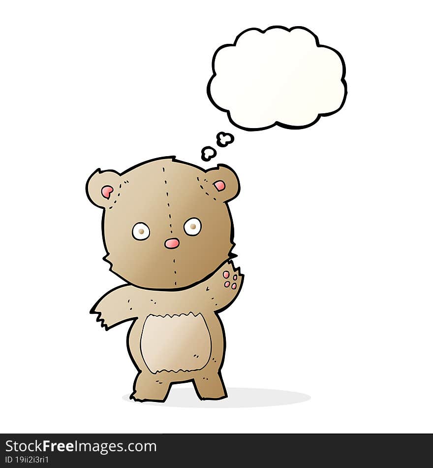 cartoon teddy bear with thought bubble