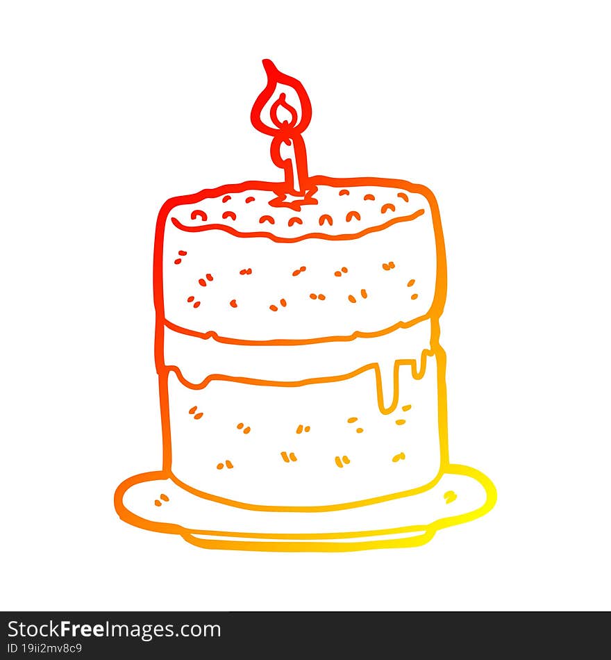 warm gradient line drawing cartoon cake