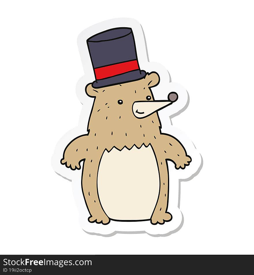 sticker of a cartoon bear in top hat