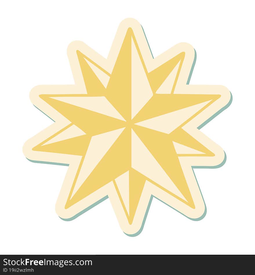 sticker of tattoo in traditional style of a star. sticker of tattoo in traditional style of a star