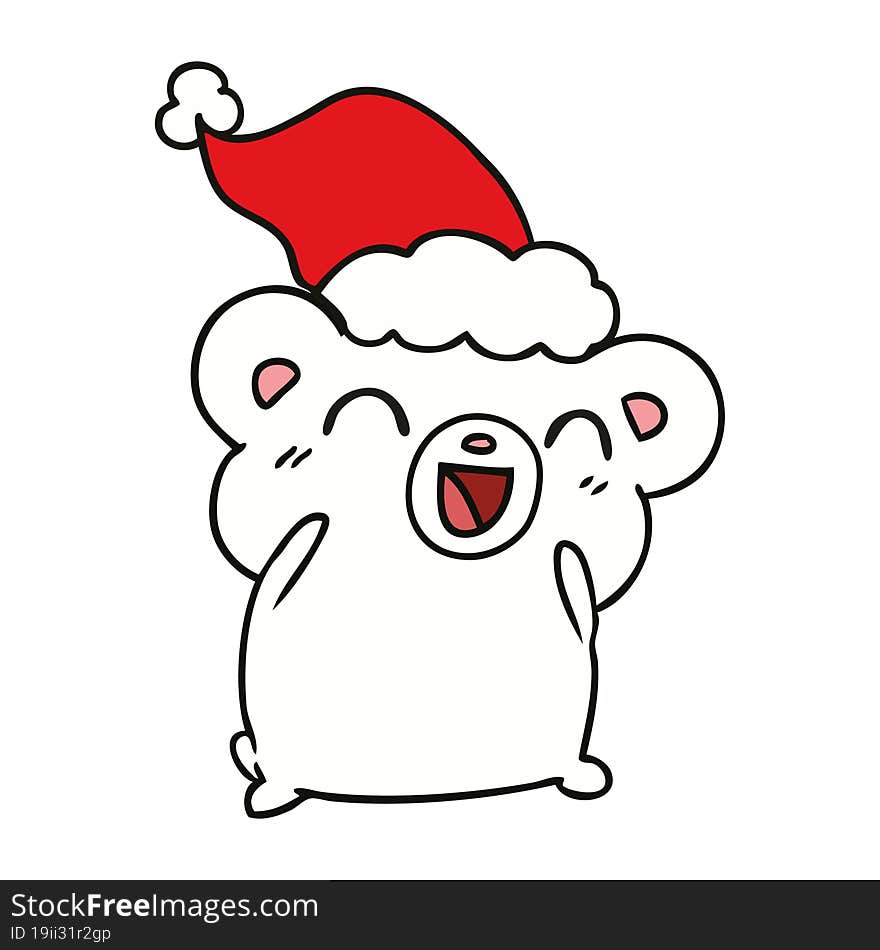 christmas cartoon of kawaii polar bear