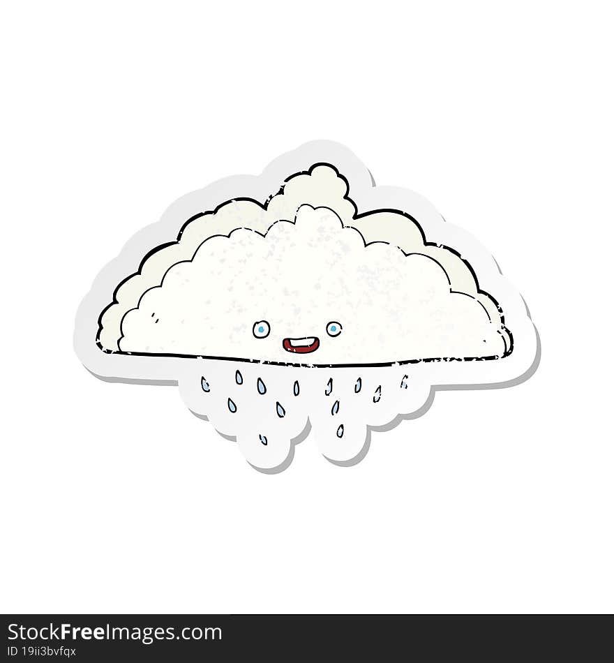 retro distressed sticker of a cartoon rain cloud