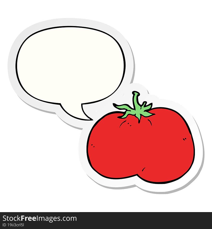 cartoon tomato and speech bubble sticker