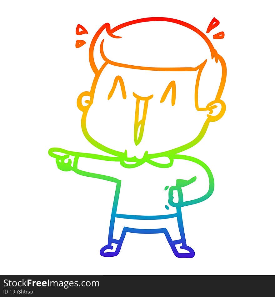 rainbow gradient line drawing cartoon excited man