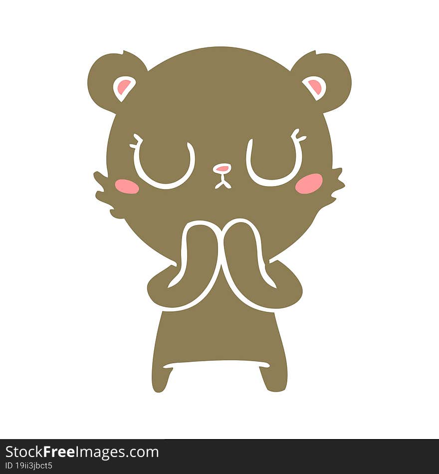 Peaceful Flat Color Style Cartoon Bear Cub