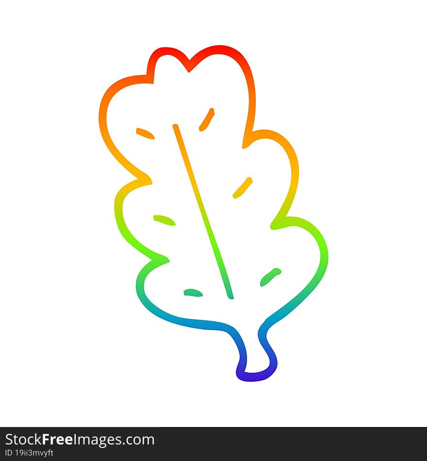 rainbow gradient line drawing of a cartoon leaf