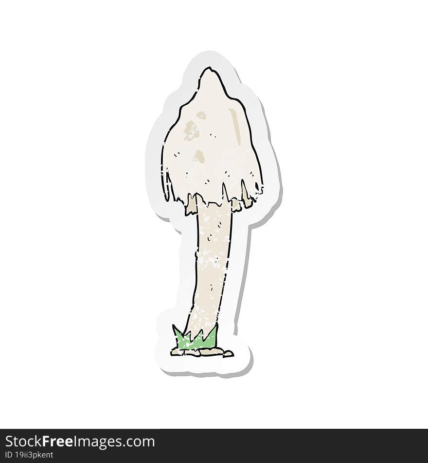 retro distressed sticker of a cartoon mushroom