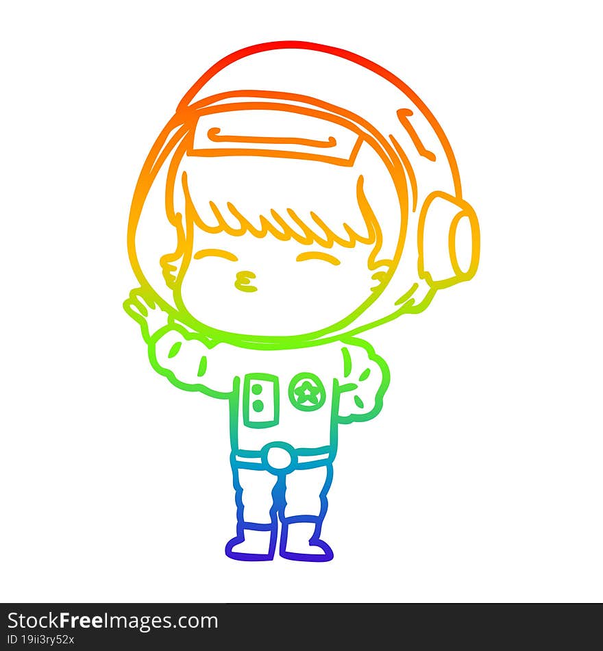 rainbow gradient line drawing cartoon curious astronaut