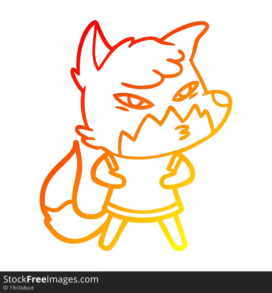 warm gradient line drawing clever cartoon fox