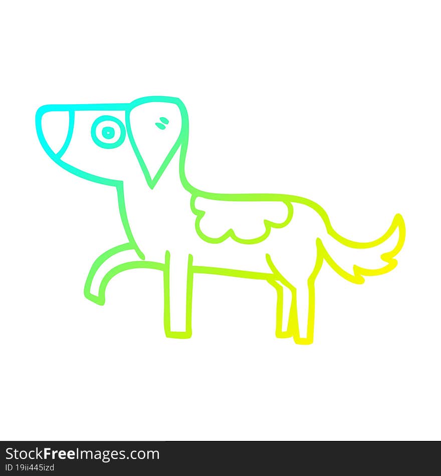 Cold Gradient Line Drawing Cartoon Standing Dog