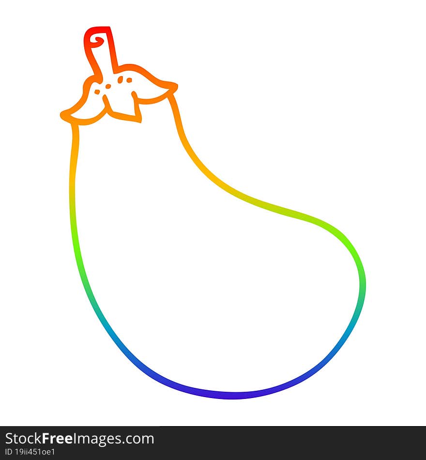 rainbow gradient line drawing of a cartoon eggplant