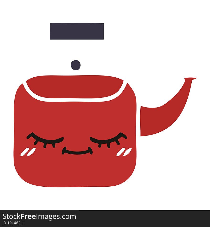 flat color retro cartoon of a kettle