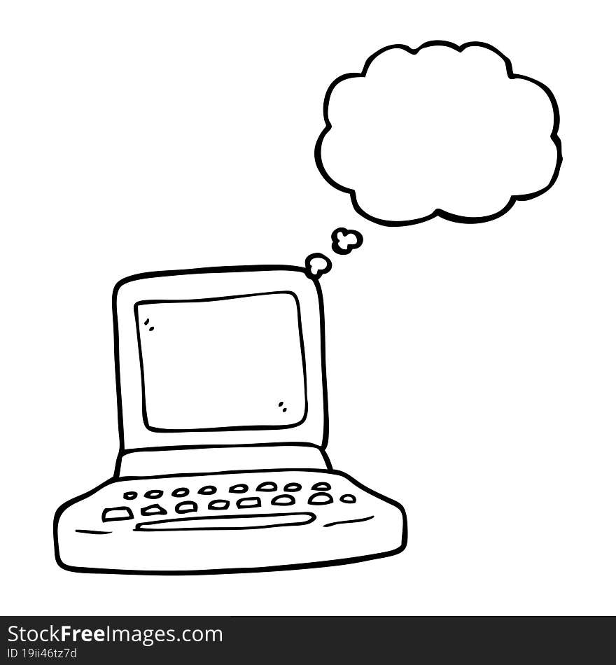 thought bubble cartoon old computer