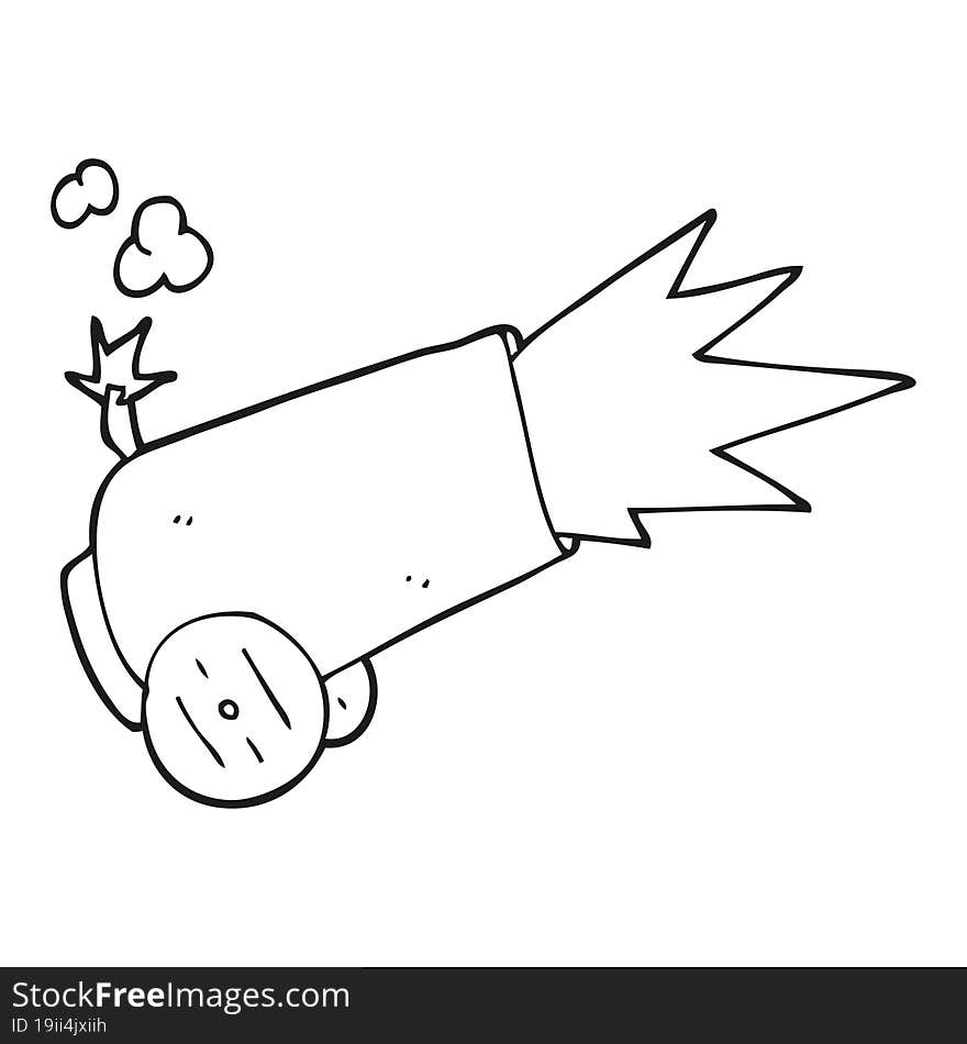 black and white cartoon cannon firing