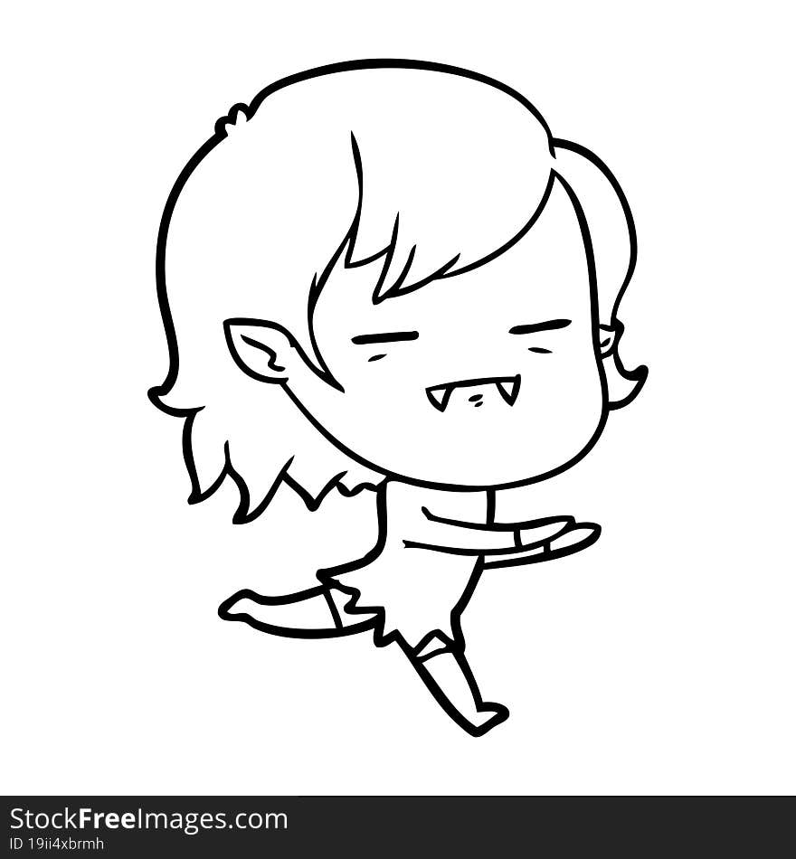 cartoon undead vampire girl running. cartoon undead vampire girl running