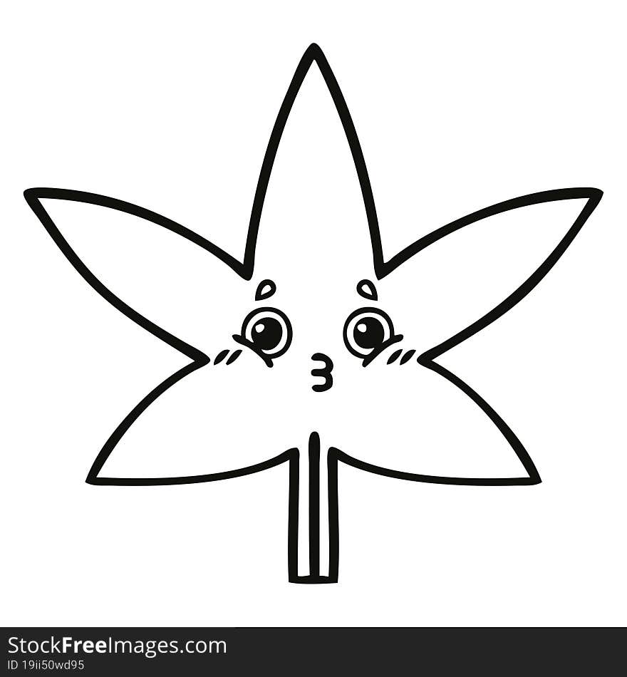 line drawing cartoon marijuana leaf