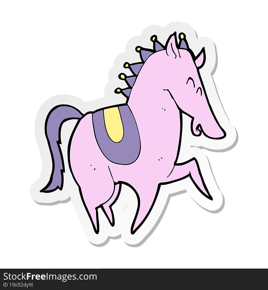 sticker of a cartoon prancing horse