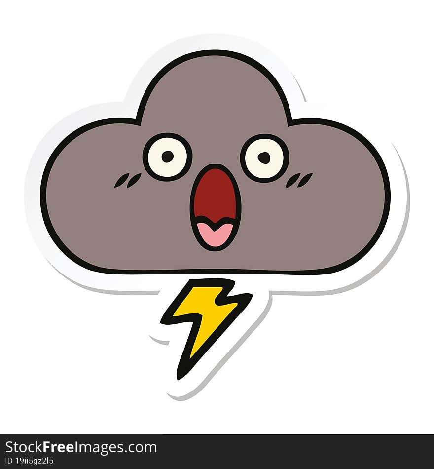 sticker of a cute cartoon storm cloud