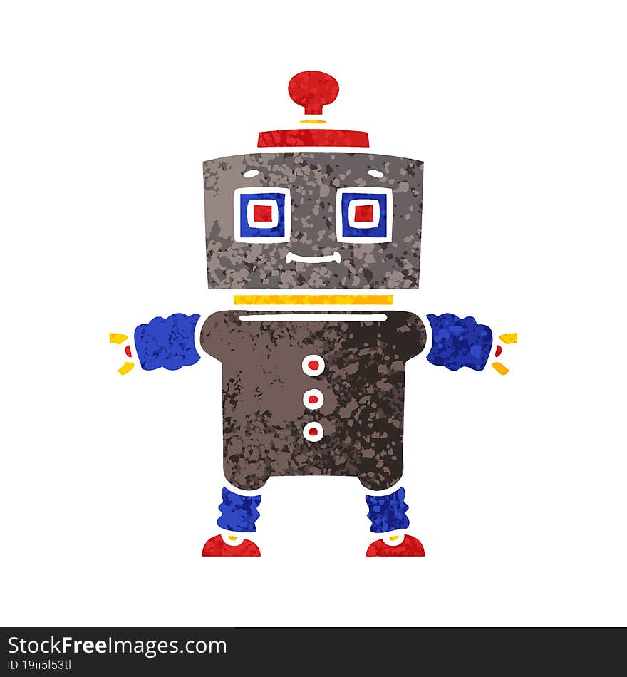 quirky retro illustration style cartoon robot