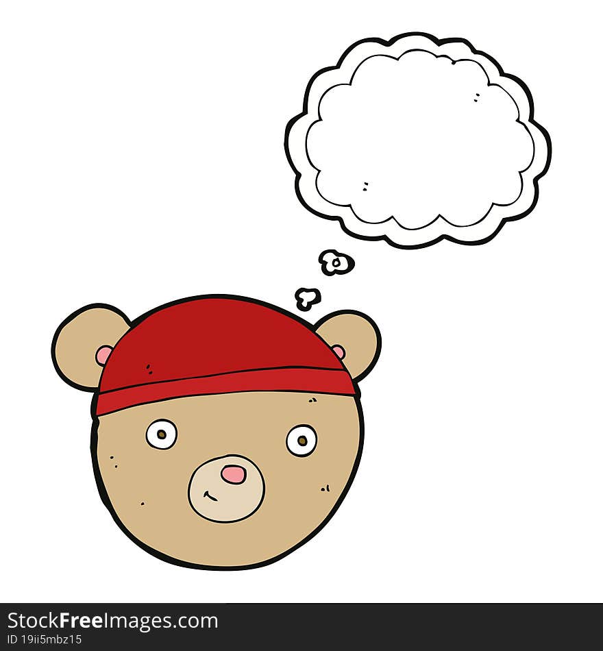 cartoon teddy bear face with thought bubble