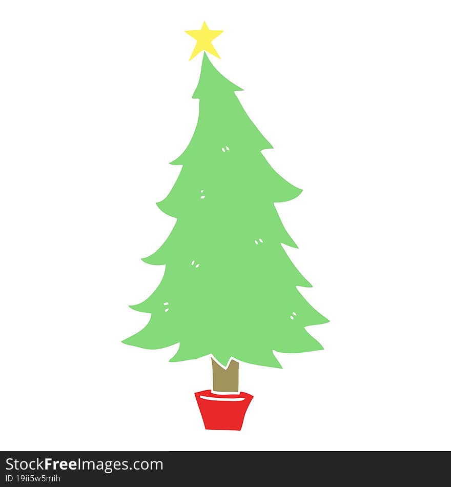 Flat Color Style Cartoon Christmas Tree