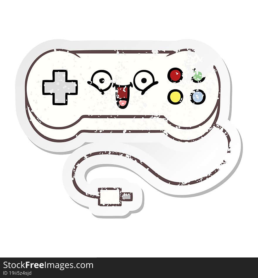 distressed sticker of a cute cartoon game controller