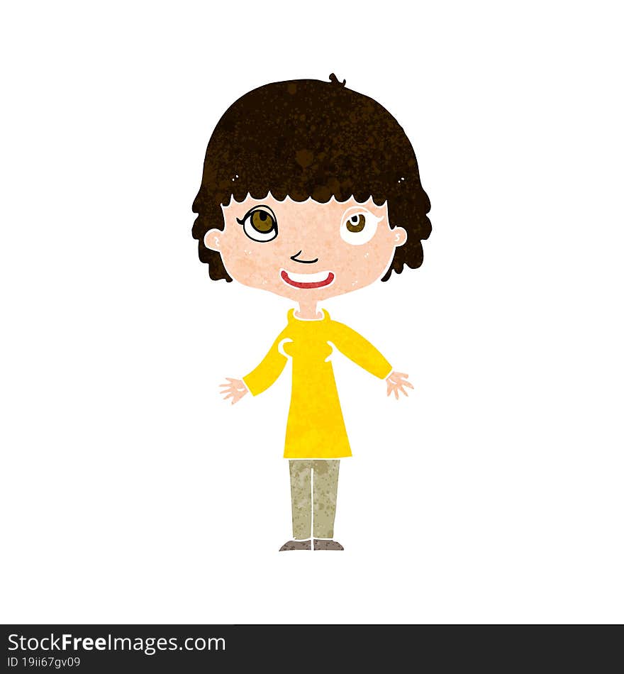 cartoon happy woman