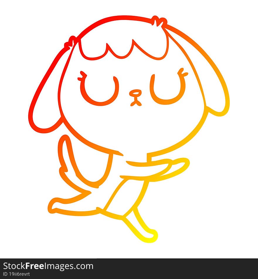 warm gradient line drawing of a cute cartoon dog