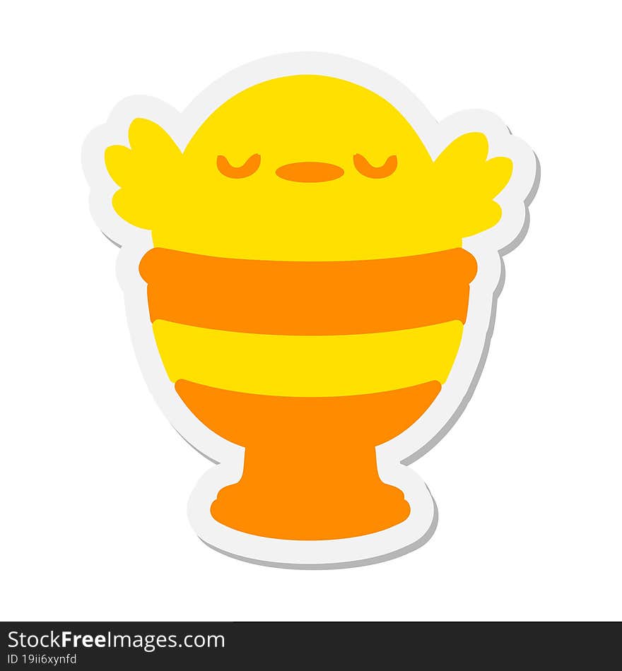 cute baby bird in egg cup sticker