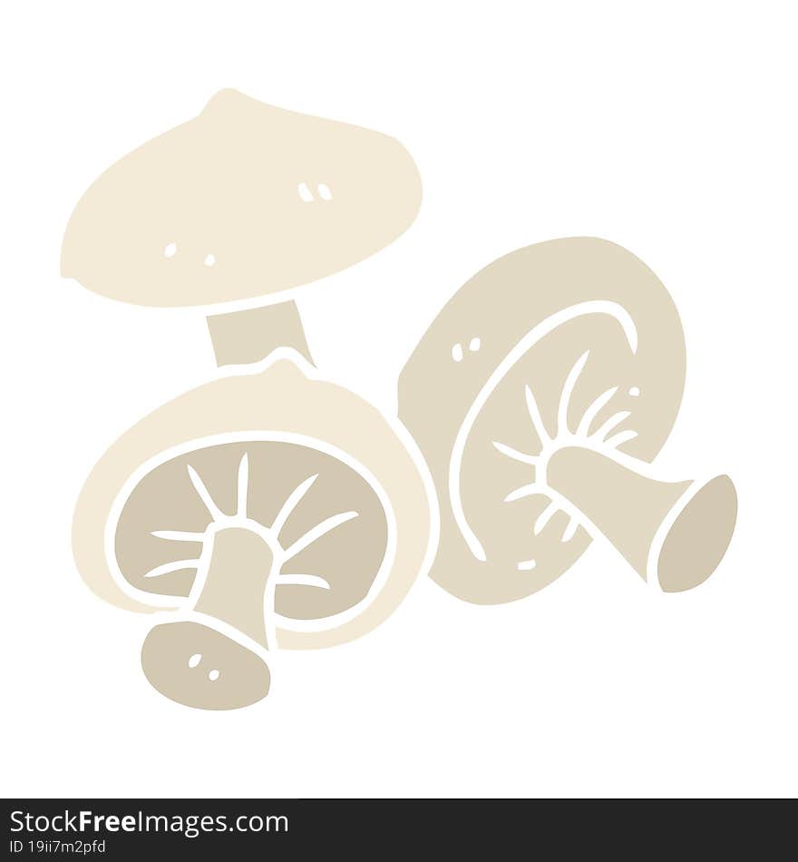 flat color illustration of a cartoon mushrooms