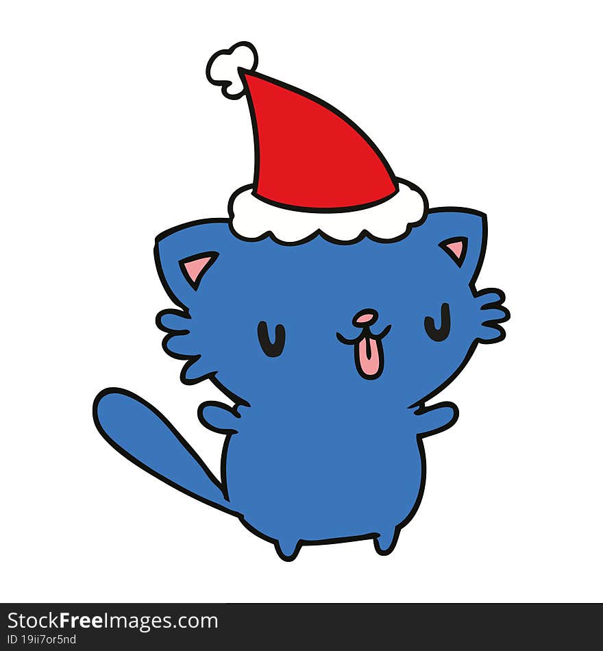 christmas cartoon of kawaii cat