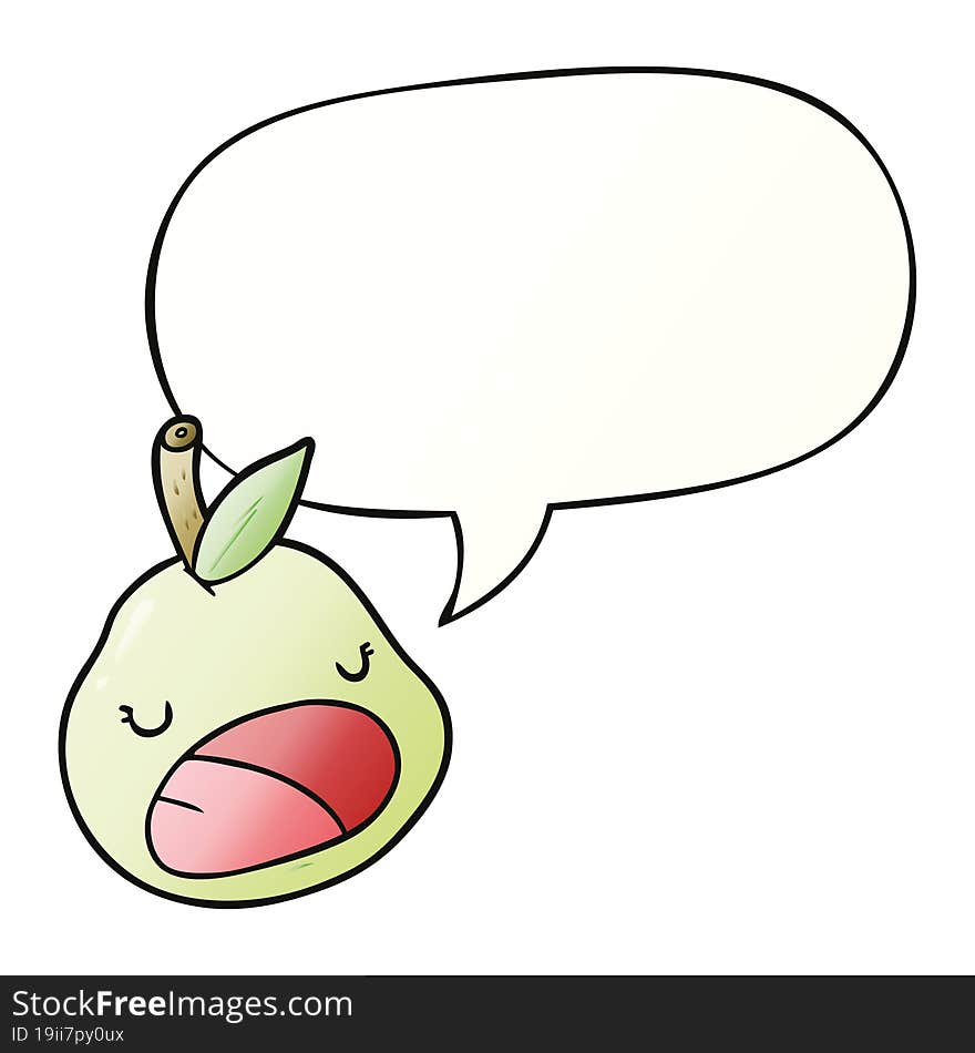 Cute Cartoon Pear And Speech Bubble In Smooth Gradient Style