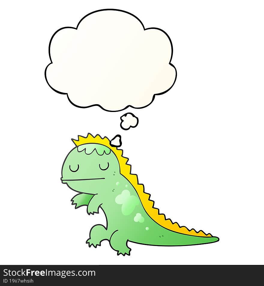 cartoon dinosaur and thought bubble in smooth gradient style