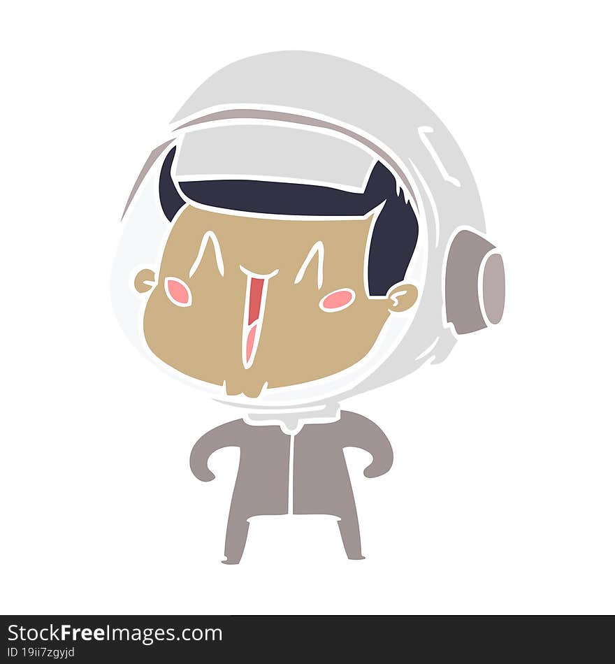 Happy Flat Color Style Cartoon Astronaut