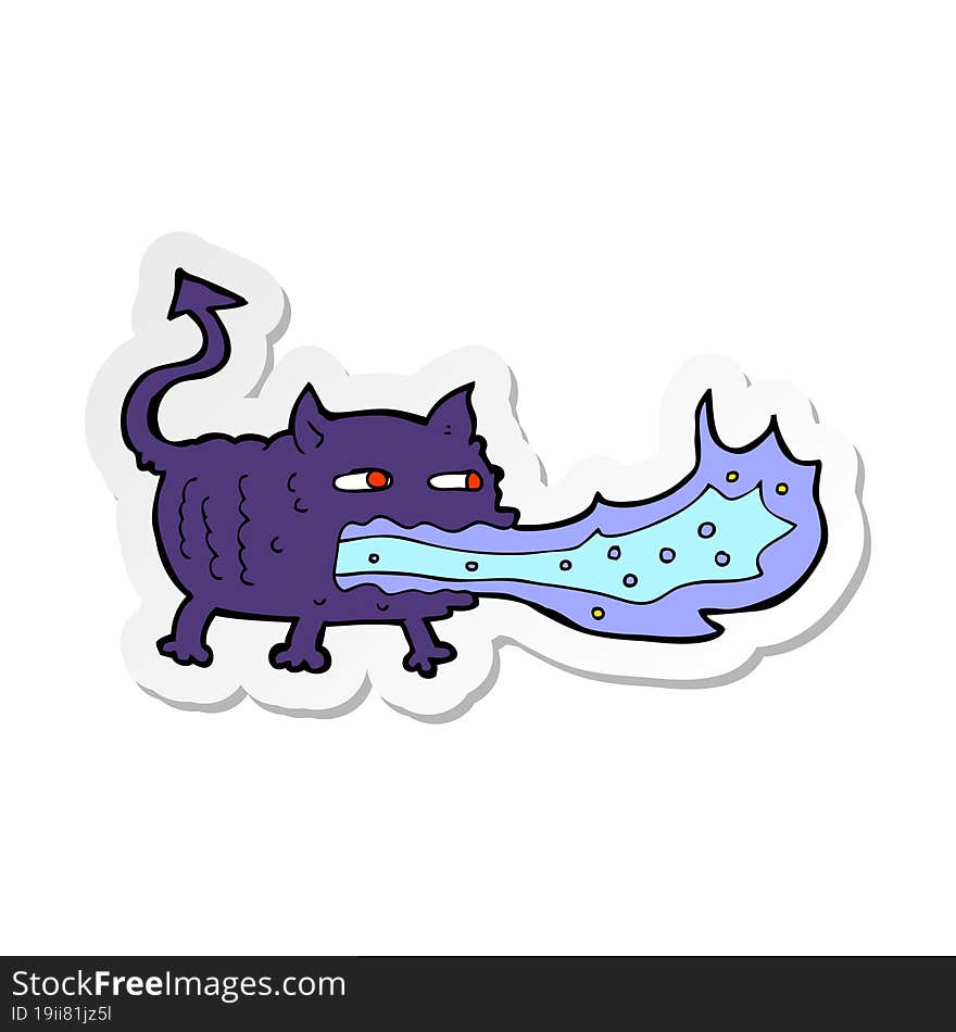 Sticker Of A Cartoon Fire Breathing Imp