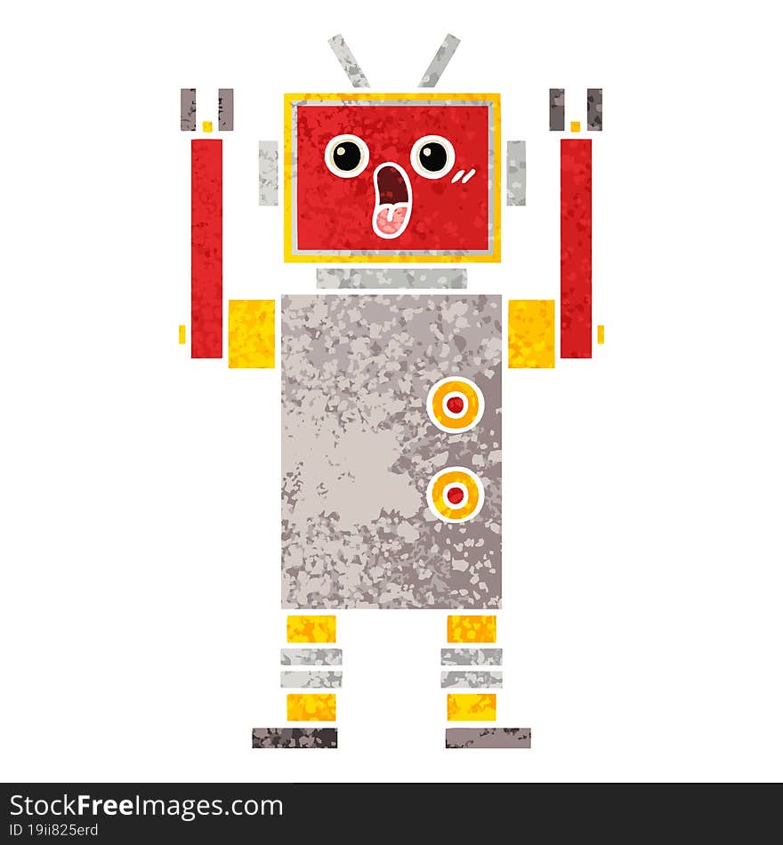 Retro Illustration Style Cartoon Robot