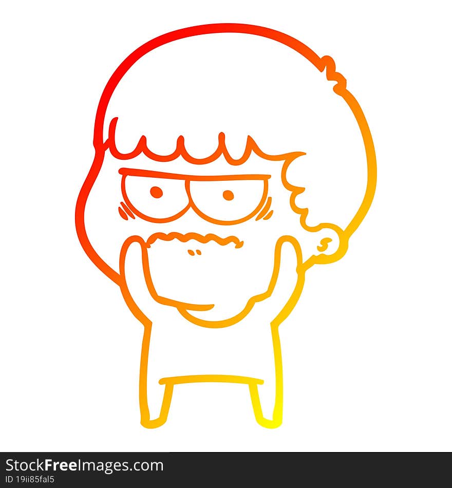 Warm Gradient Line Drawing Cartoon Annoyed Man