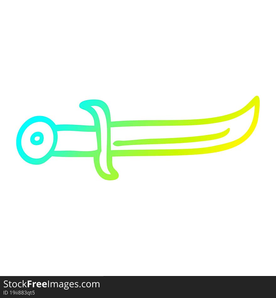 cold gradient line drawing cartoon curved dagger